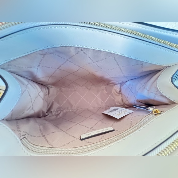 Michael Kors Sheila Medium Satchel Shoulder Bag MK Pale Gold Multi - Picture 12 of 14